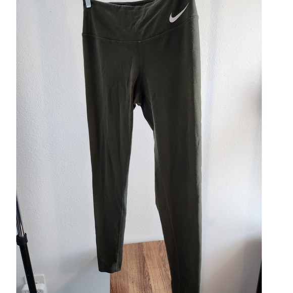 Nike Dri-FIT Leggings Just Do It Olive Green Athletic Activewear - Picture 1 of 3
